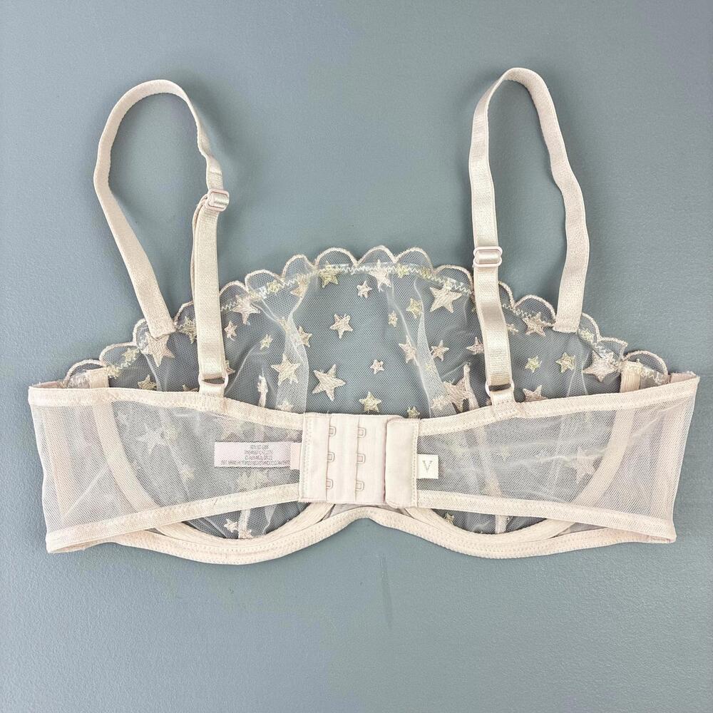 Sheer Star Embroidered Mesh Underwire Bra in Light Pink - Picture 9 of 9